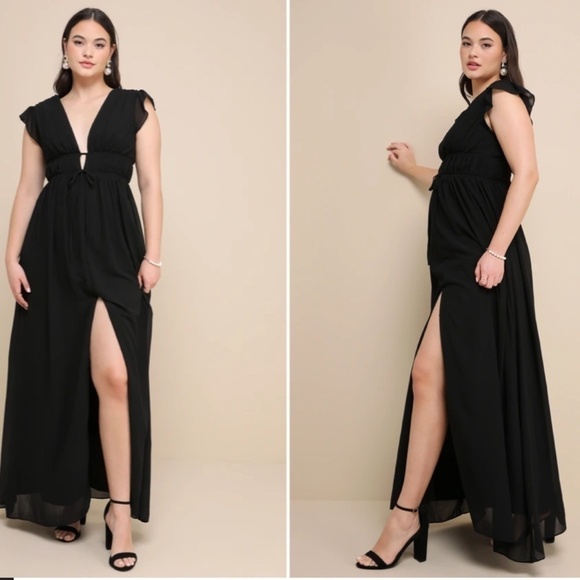 LULU's Prom Wedding Romantic Chiffon Empire Waist Maxi Dress NWT - Picture 3 of 6